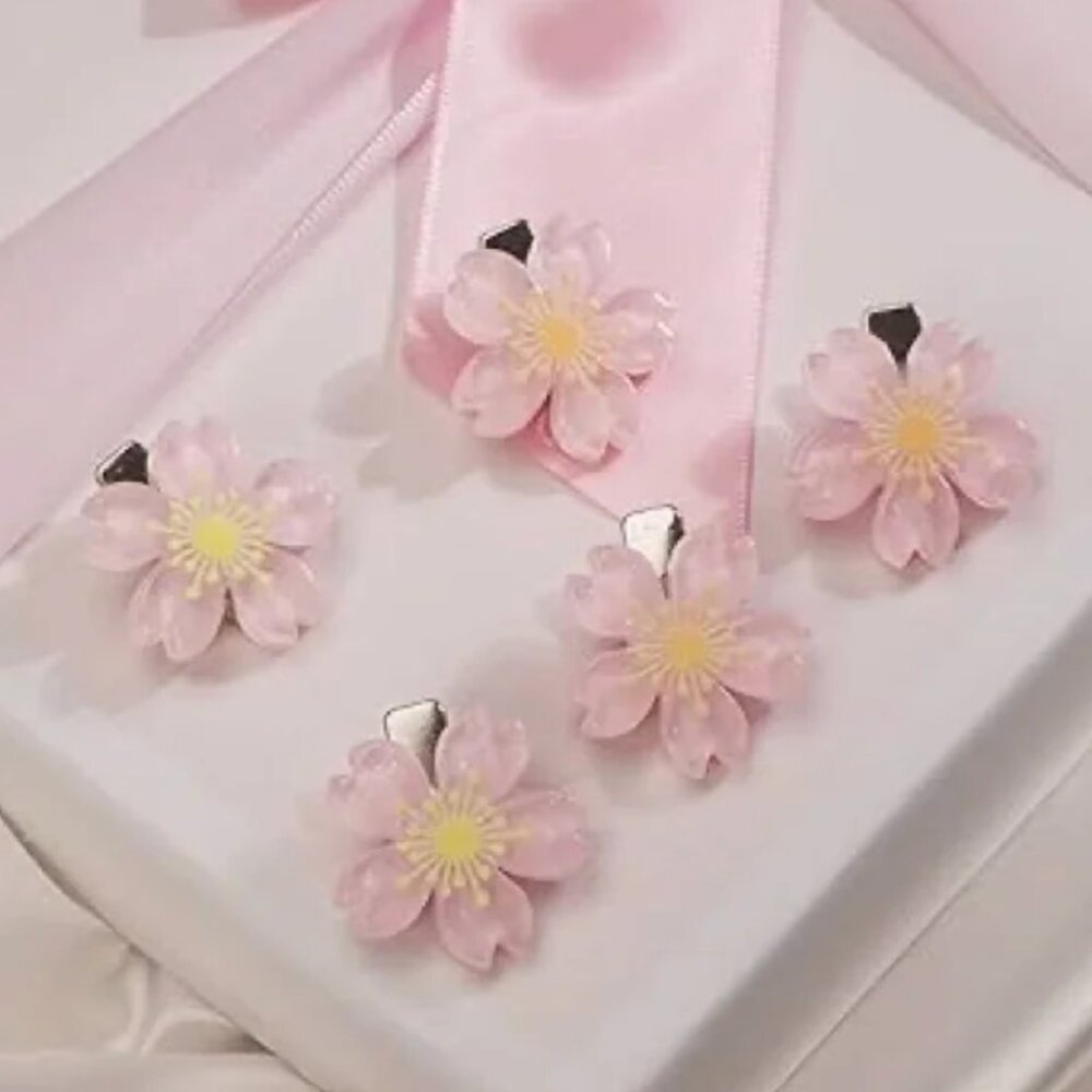Mini Pink Flower Clip